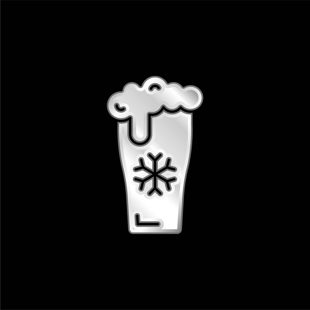 Pivní stříbrná metalická ikona - Vektor, obrázek