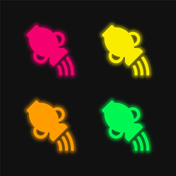 Kova dört renkli parlayan neon vektör simgesi - Vektör, Görsel