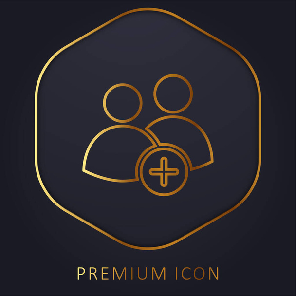 Añadir Grupo línea dorada logotipo premium o icono - Vector, Imagen