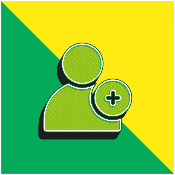 友達を追加緑と黄色のモダンな3Dベクトルアイコンのロゴ - ベクター画像
