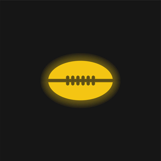 Αμερικανικό ποδόσφαιρο μπάλα κίτρινο λαμπερό νέον εικονίδιο - Διάνυσμα, εικόνα