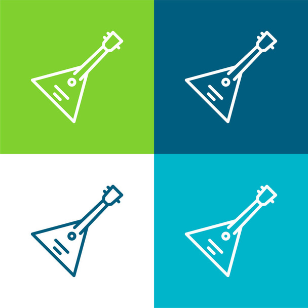 Balalaika Plano de cuatro colores mínimo icono conjunto - Vector, imagen