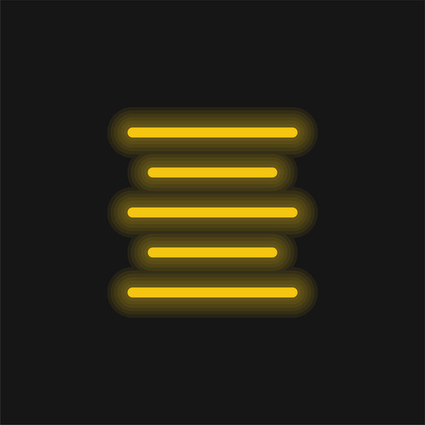 中央の黄色の輝くネオンアイコンを整列 - ベクター画像