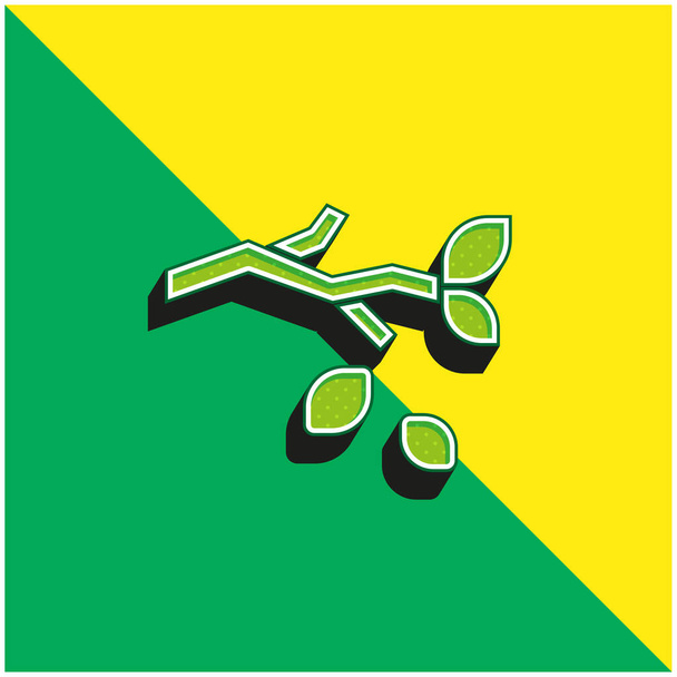 Branch Zelená a žlutá moderní 3D vektorové logo ikony - Vektor, obrázek