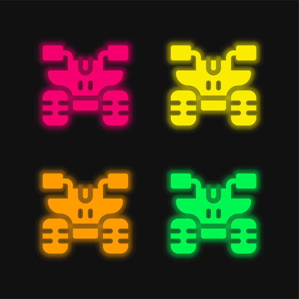 Atv vier Farbe leuchtenden Neon-Vektor-Symbol - Vektor, Bild