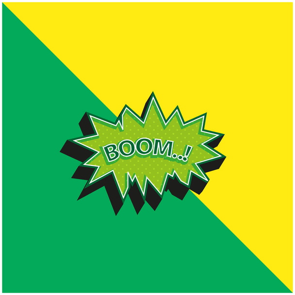 Boom verde y amarillo moderno vector 3d icono del logotipo - Vector, imagen
