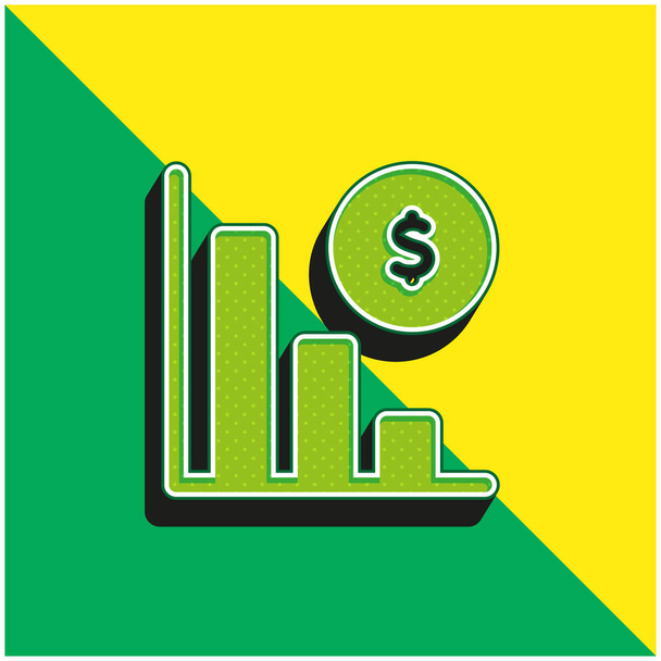 破産グリーンと黄色の現代的な3Dベクトルアイコンのロゴ - ベクター画像