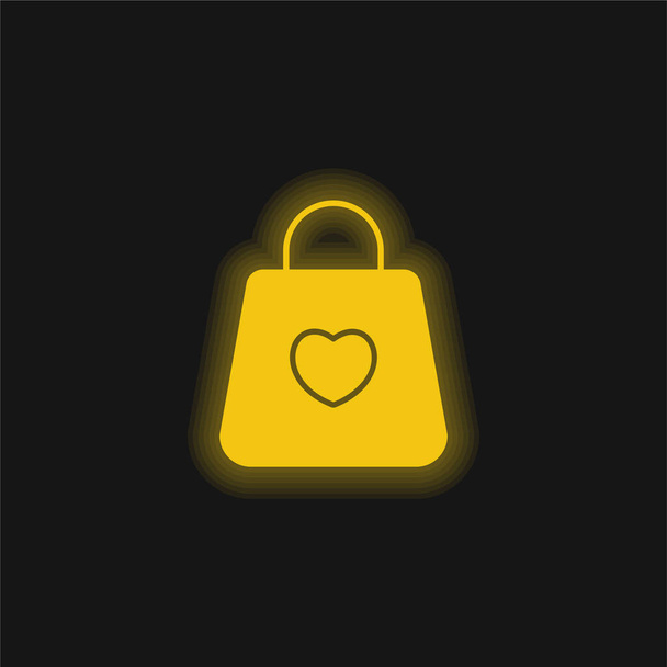 Bolso amarillo brillante icono de neón - Vector, Imagen
