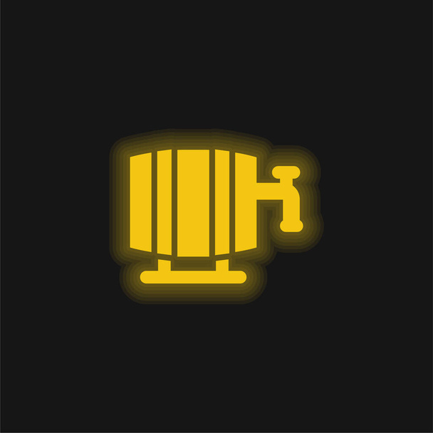 Ícone de néon brilhante amarelo barril - Vetor, Imagem