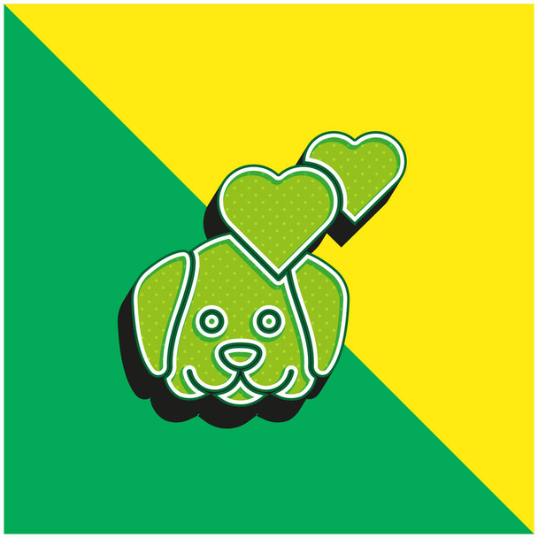Зеленый и желтый логотип 3-х мерной векторной иконы - Вектор,изображение