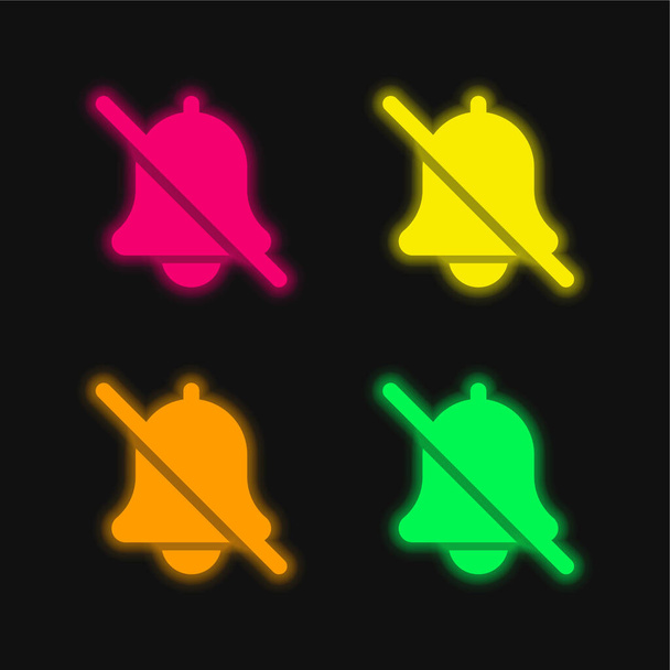 Bell neljä väriä hehkuva neon vektori kuvake - Vektori, kuva