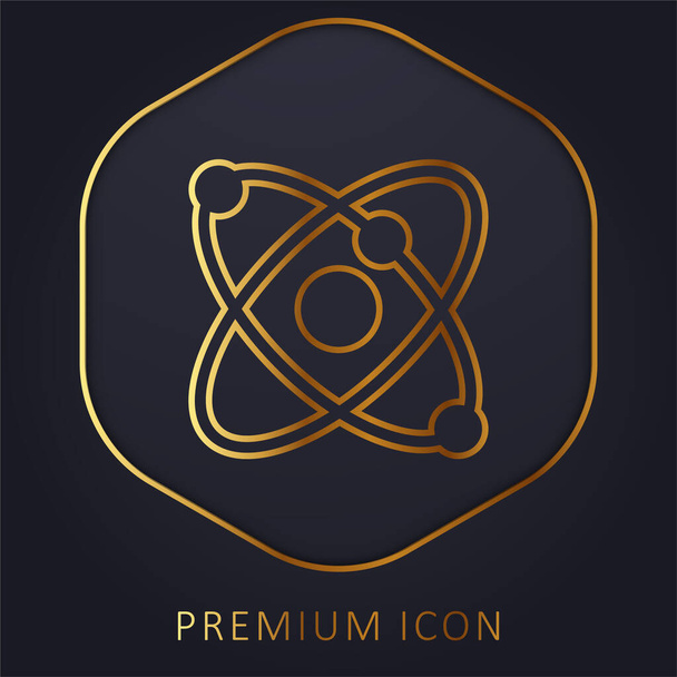 Atomic Structure golden line premium logo or icon - Vector, Image