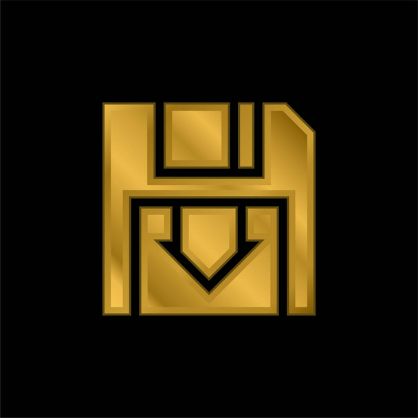 Yedeklenmiş altın kaplama metalik simge veya logo vektörü - Vektör, Görsel