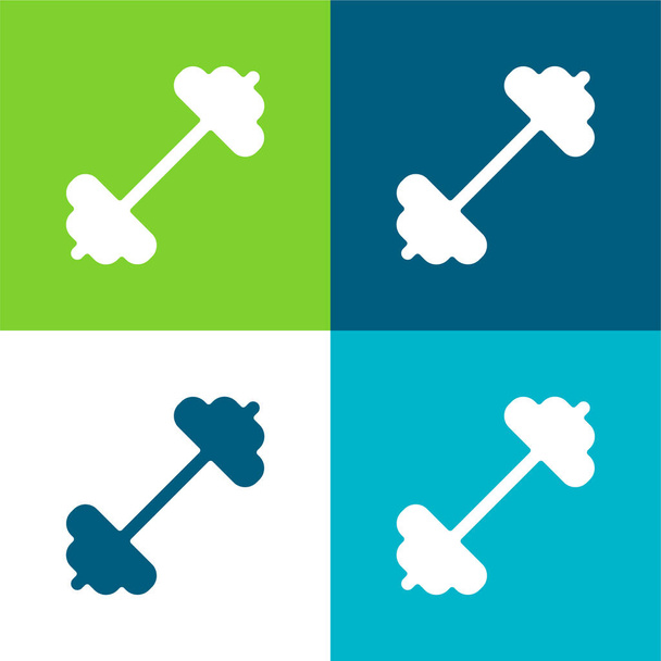 Barbell Flat four color minimal icon set - Vector, Image