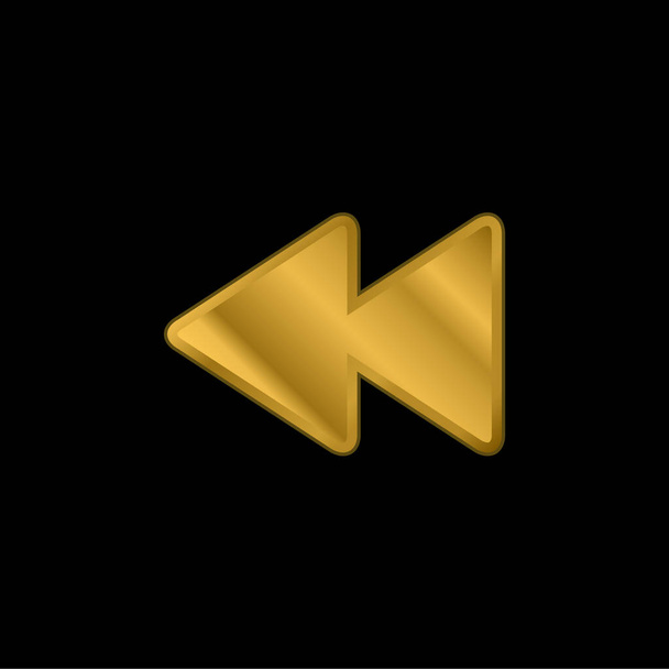 Flechas hacia atrás Pareja chapado en oro icono metálico o logo vector - Vector, imagen