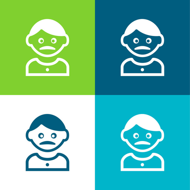 Homme adulte avec moustache Ensemble d'icônes minimum quatre couleurs - Vecteur, image