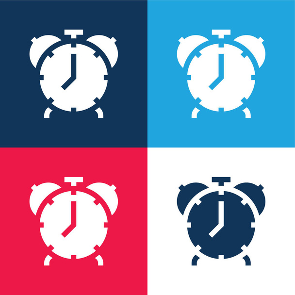 Sveglia blu e rosso quattro colori set icona minima - Vettoriali, immagini