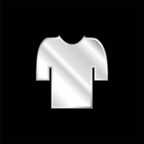 Czarna koszulka T srebrna ikona metaliczna - Wektor, obraz