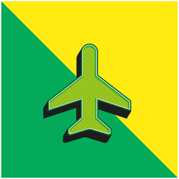 Letadlo Zelená a žlutá moderní 3D vektorové logo ikony - Vektor, obrázek