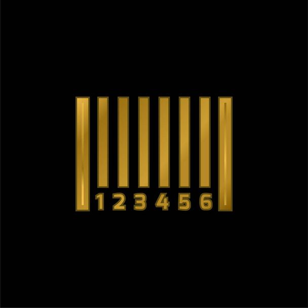Barcode επίχρυσο μεταλλικό εικονίδιο ή το λογότυπο διάνυσμα - Διάνυσμα, εικόνα