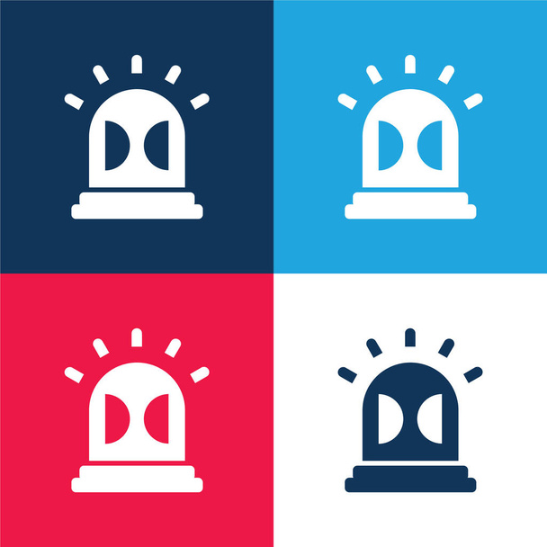 Alarm blue and red four color minimal icon set - Vector, Image