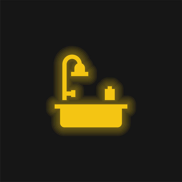 Μπάνιο κίτρινο λαμπερό νέον εικονίδιο - Διάνυσμα, εικόνα