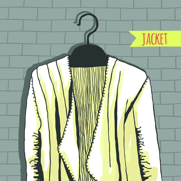 Vector illustration, jacket, brick wall - Vektör, Görsel
