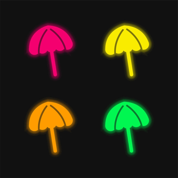 Black Beach deštník čtyři barvy zářící neonový vektor ikona - Vektor, obrázek