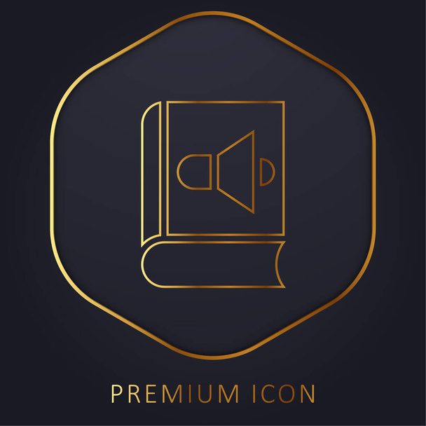 Audiolibro línea de oro logotipo premium o icono - Vector, Imagen
