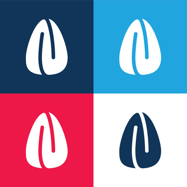 Amêndoa azul e vermelho quatro cores conjunto de ícones mínimos - Vetor, Imagem