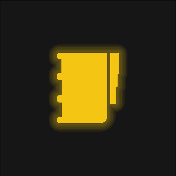 Agenda mit Lesezeichen gelb leuchtendem Neon-Symbol - Vektor, Bild