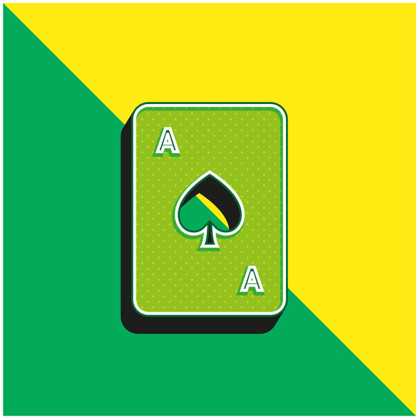 Ace Of Spades Зеленый и желтый современный 3d векторный логотип - Вектор,изображение