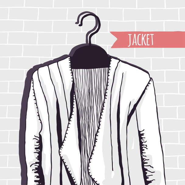 Vector illustration, jacket, brick wall - Vetor, Imagem