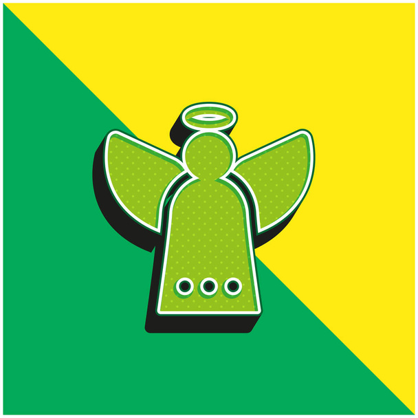 Ángel verde y amarillo moderno 3d vector icono logotipo - Vector, Imagen