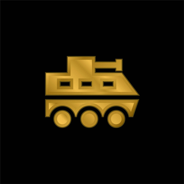 Opancerzony pojazd złocony metaliczna ikona lub wektor logo - Wektor, obraz