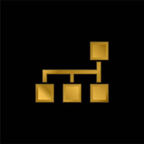 Σχήμα μπλοκ τετράγωνα και γραμμές επίχρυσο μεταλλικό εικονίδιο ή το λογότυπο διάνυσμα - Διάνυσμα, εικόνα