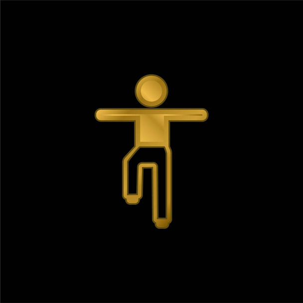 Boy Balance Pozice pozlacená metalická ikona nebo vektor loga - Vektor, obrázek