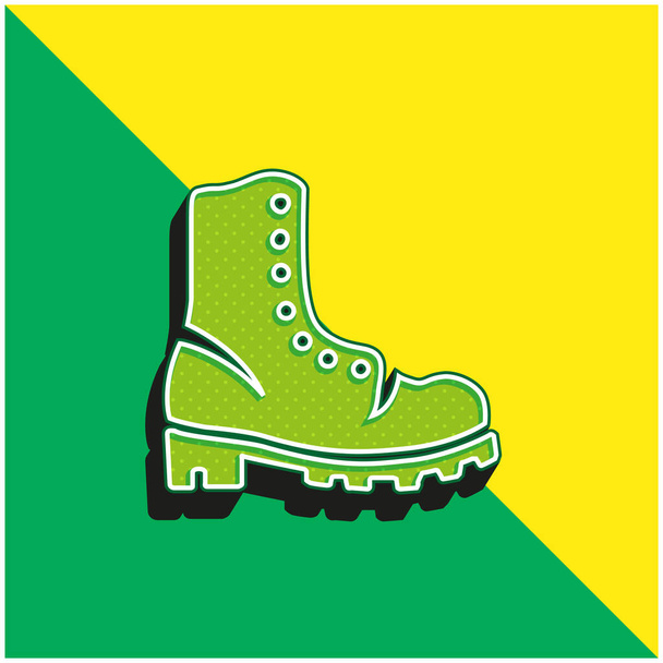 Big Boot Green and yellow modern 3d vector icon logo - Vector, Image