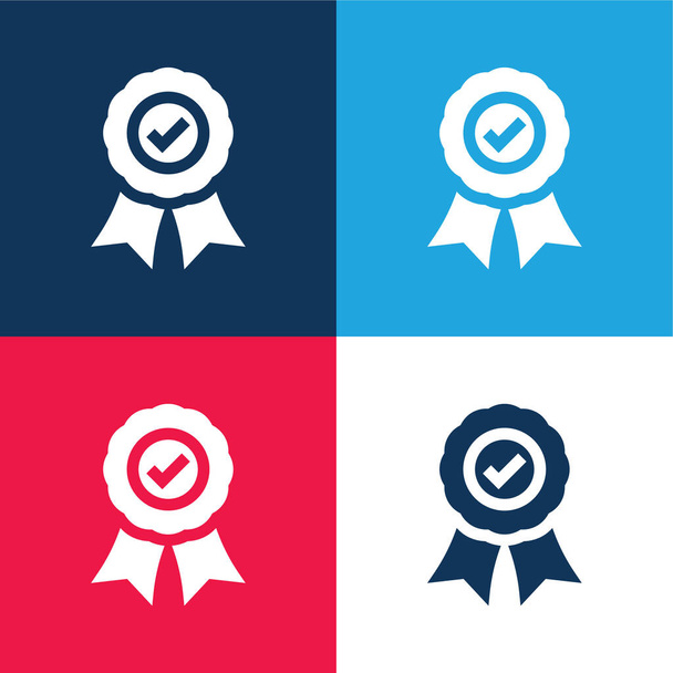 Set di icone minimali a quattro colori blu e rosso approvati - Vettoriali, immagini