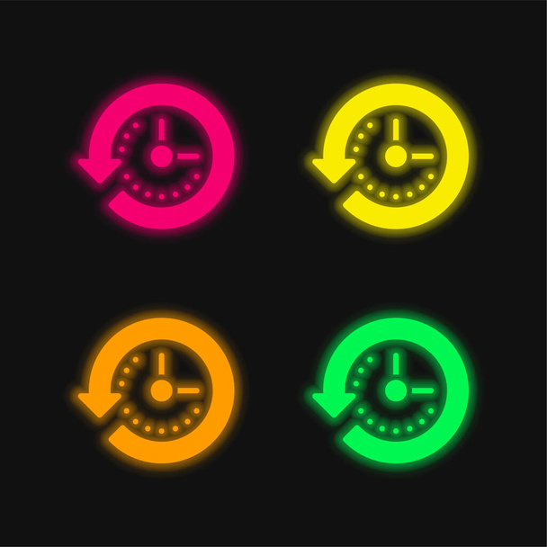 Flecha de cuatro colores brillante icono del vector de neón - Vector, imagen