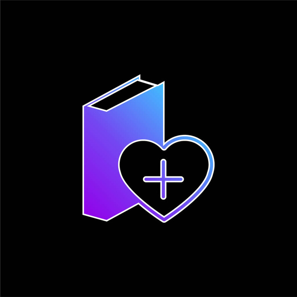 Un coeur à côté du livre bleu dégradé icône vectorielle - Vecteur, image