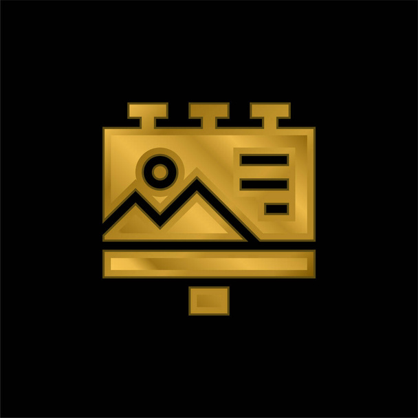 Billboard gold plated metalic icon or logo vector - Vector, Image