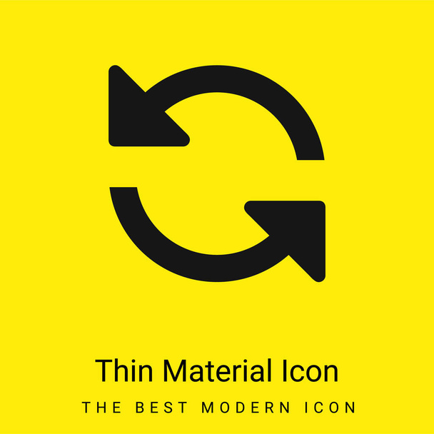 Pijlen Paar Tegen de klok in draaiend symbool minimaal fel geel materiaal icoon - Vector, afbeelding