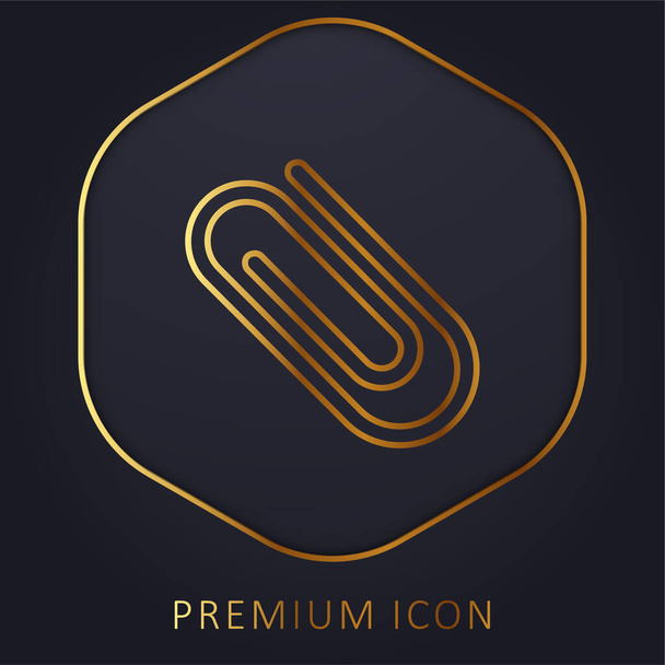 Attach Paperclip Diagonal Symbol golden line premium logo or icon - Vector, Image