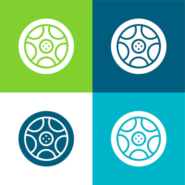 Alloy Wheel Flat vier Farben minimalen Symbolsatz - Vektor, Bild