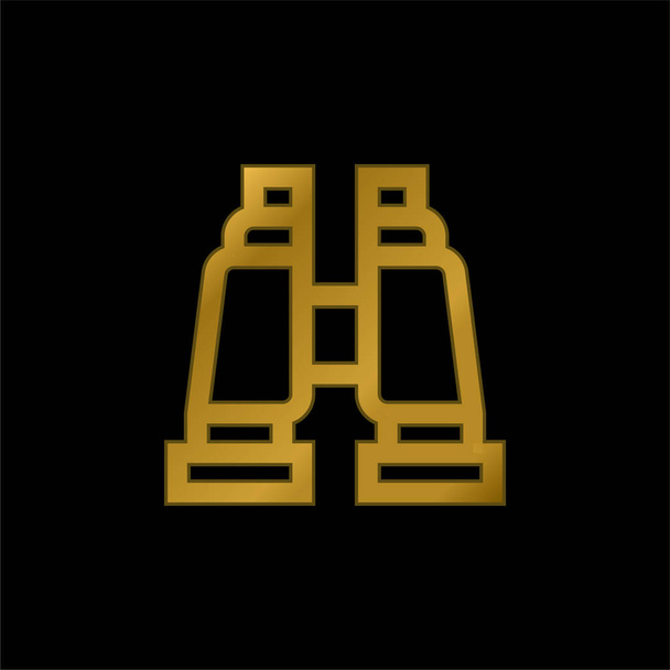 Бинокли позолоченные металлические иконки или вектор логотипа - Вектор,изображение