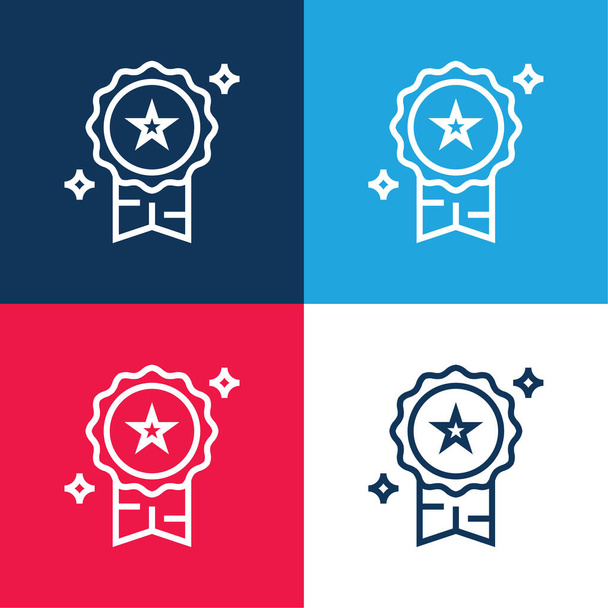 Mejor conjunto de iconos mínimo de cuatro colores azul y rojo - Vector, imagen