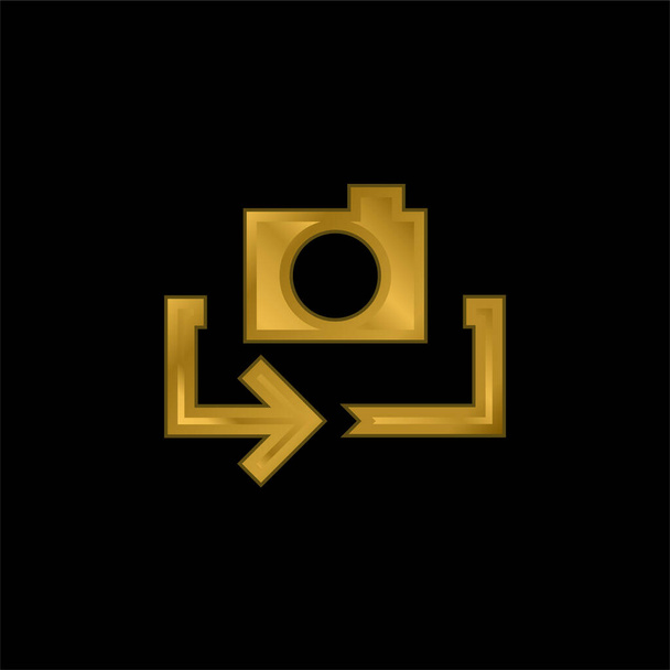 Flecha chapado en oro icono metálico o logo vector - Vector, imagen