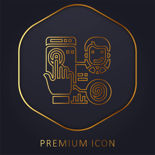 Biometric golden line premium logo or icon - Vector, Image