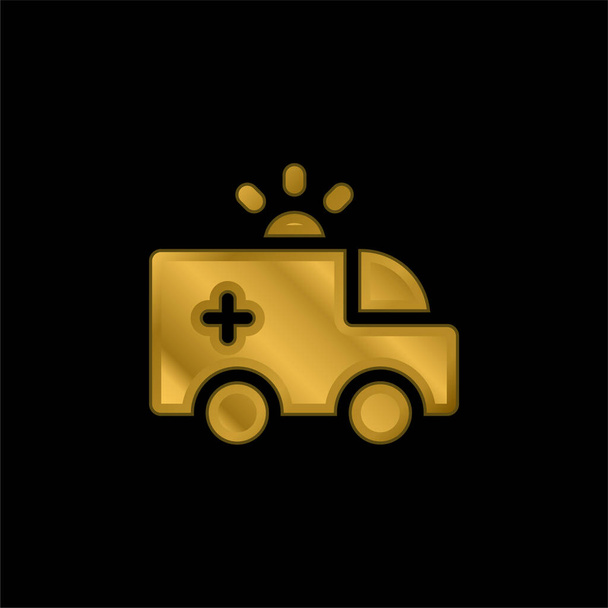 Ambulância banhado a ouro ícone metálico ou vetor logotipo - Vetor, Imagem